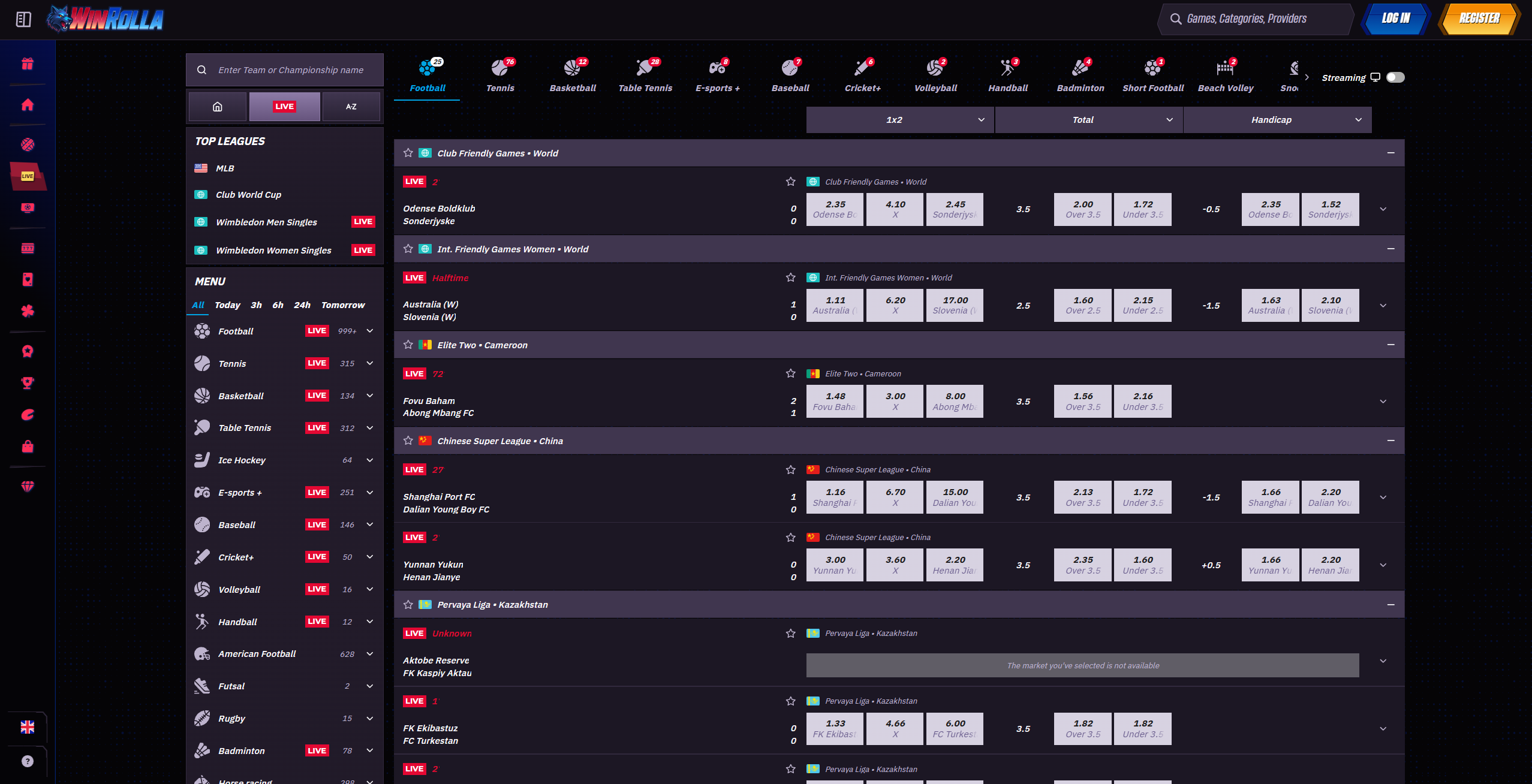 Apuestas deportivas en la app de WinRolla